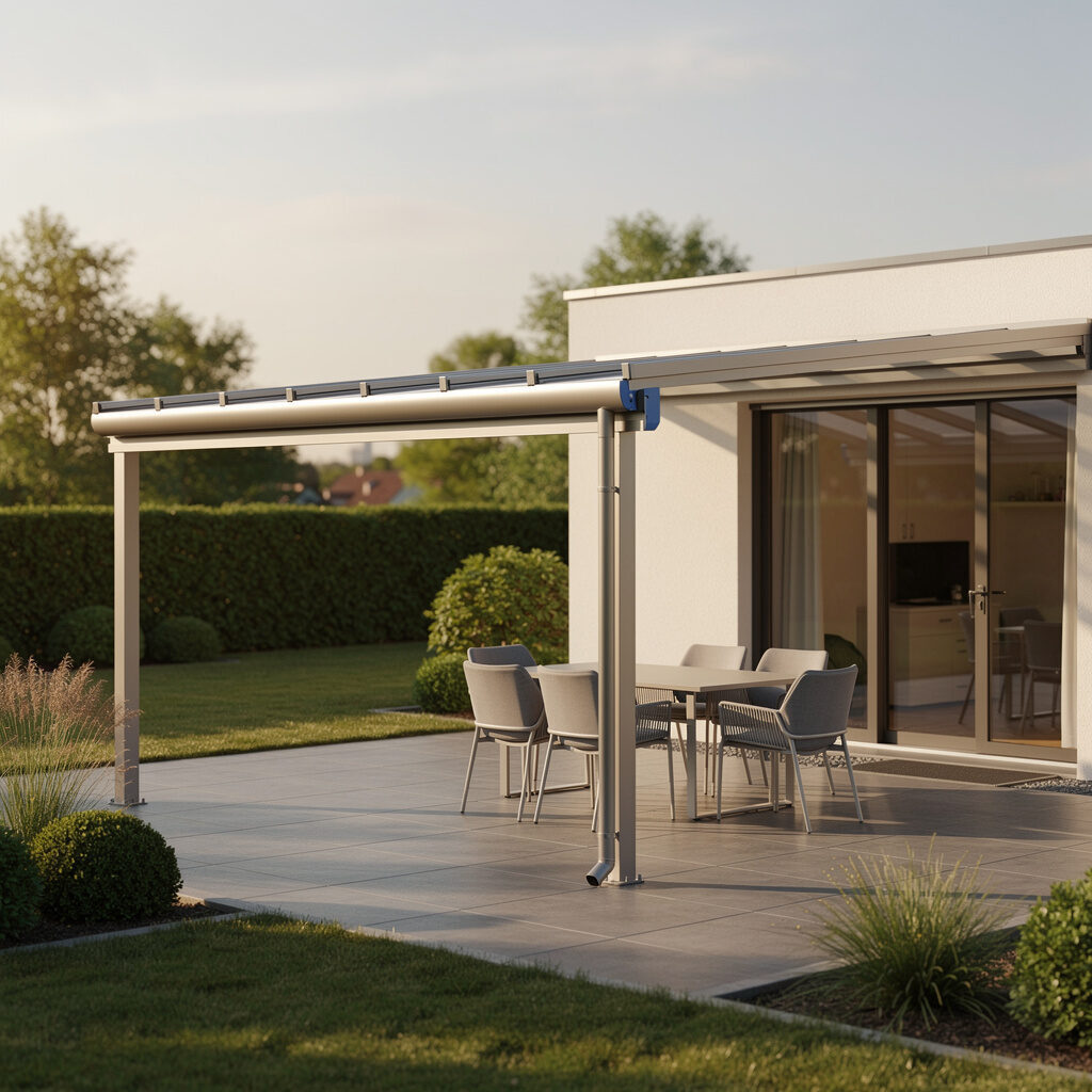 Freistehende Terrassenüberdachung mm Bungalow – mm Markisenbau Mueller GmbH